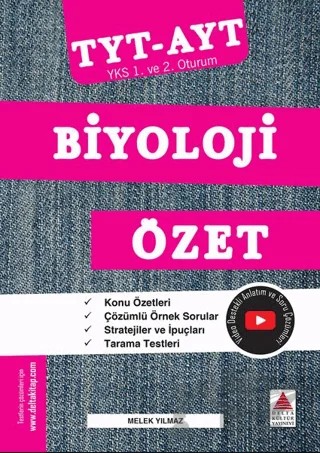 TYT-AYT (YKS 1. ve 2. Oturum) Biyoloji Özet – Melek Yılmaz – Delta Kültür Yayınevi kitap kapağı