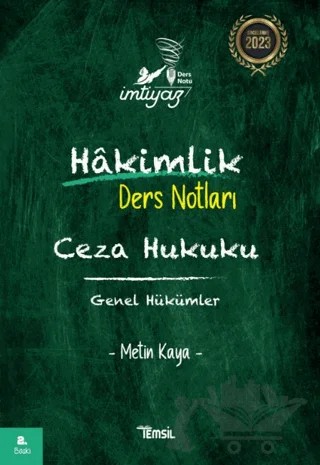 İmtiyaz Ceza Hukuku Genel Hükümler Hakimlik Ders Notları – Metin Kaya – Temsil Kitap kitap kapağı