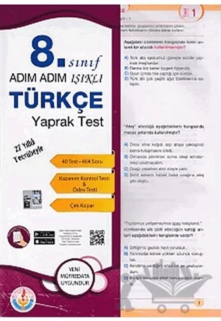 Adım Adım 8. Sınıf Türkçe Yaprak Test – Kolektif – Bilal Işıklı Yayınları kitap kapağı