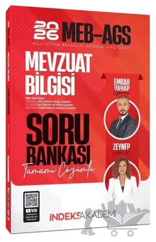 2026 MEB-AGS Mevzuat Bilgisi Soru Bankası Çözümlü – Emrah Vahap Özkaraca, Zeynep Salman İçli – İndeks Akademi Yayıncılık kitap kapağı