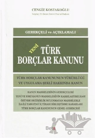 Türk Borçlar Kanunu – Cengiz Kostakoğlu – Beta Yayınevi kitap kapağı