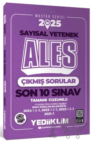 2025 ALES Master Serisi Sayısal Yetenek Tamamı Çözümlü Son 10 Sınav Çıkmış Sorular – Kollektif – Yediiklim Yayınları kitap kapağı
