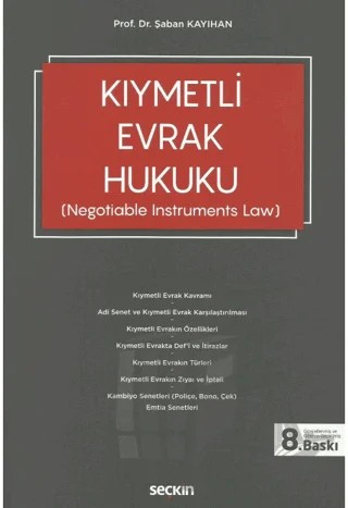Kıymetli Evrak Hukuku – Şaban Kayıhan – Seçkin Yayıncılık kitap kapağı