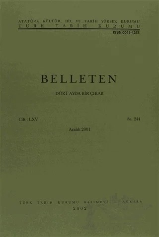 Belleten Sayı: 244 Cilt: 65 – Türk Tarih Kurumu Yayınları kitap kapağı