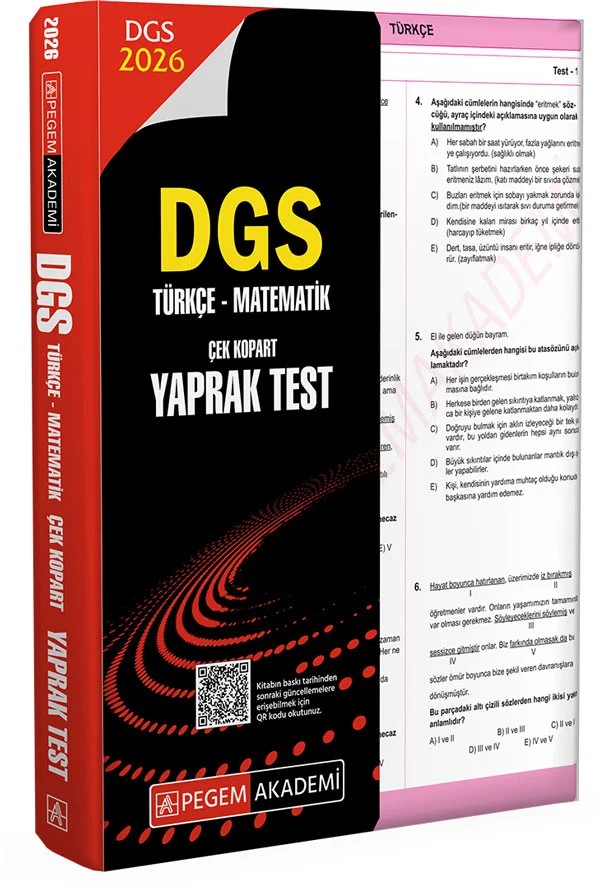 2026 DGS Türkçe-Matematik Çek Kopart Yaprak Test – Matematik Çek Kopart Yaprak Test – Pegem Akademi Yayıncılık kitap kapağı