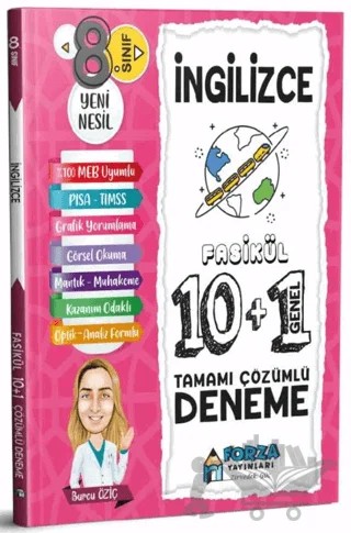 8. Sınıf LGS İngilizce Tamamı Çözümlü Fasikül 10 Branş 1 Genel Deneme – Burcu Öziç – Forza Yayınları kitap kapağı