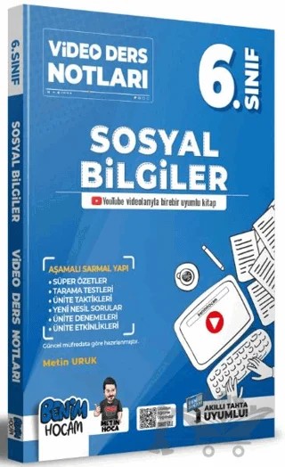 2022 6. Sınıf Sosyal Bilgiler Video Ders Notları – Metin Uruk – Benim Hocam Yayınları kitap kapağı