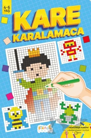 Kare Karalamaca - Çocuklar için Boyama ve Aktivite Kitabı – Kolektif – Staau Çocuk kitap kapağı