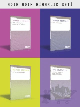 Adım Adım Mimarlık Seti (4 Kitap Takım) – Alfred Meistermann, Bert Bielefeld, Hans Drexler, Kari Jormakka, Manfred Hegger, Martin Zeumer, Sebastian El Khouli – YEM Yayın kitap kapağı