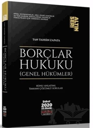 Borçlar Hukuku Genel Hükümler – Tan Tahsin Zapata – Savaş Yayınevi kitap kapağı