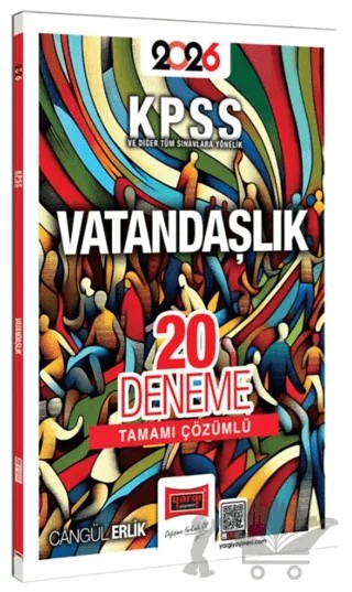 2026 KPSS ve Diğer Tüm Sınavlara Yönelik Tamamı Çözümlü Vatandaşlık 20 Deneme – Cangül Erlik – Yargı Yayınevi kitap kapağı