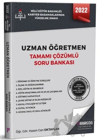 2022 Uzman Öğretmen Tamamı Çözümlü Soru Bankası – Hasan Can Oktaylar – Paragon Yayıncılık kitap kapağı