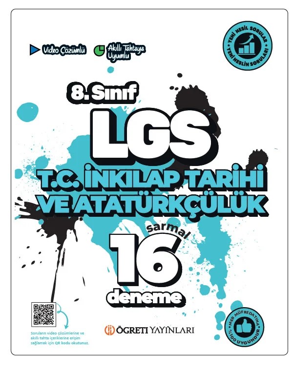 LGS 8.Sınıf T.C. İnkilap Tarihi ve Atatürkçülük Sarmal 16 Deneme – Değerli Okuyucularımız – Öğreti Akademi kitap kapağı