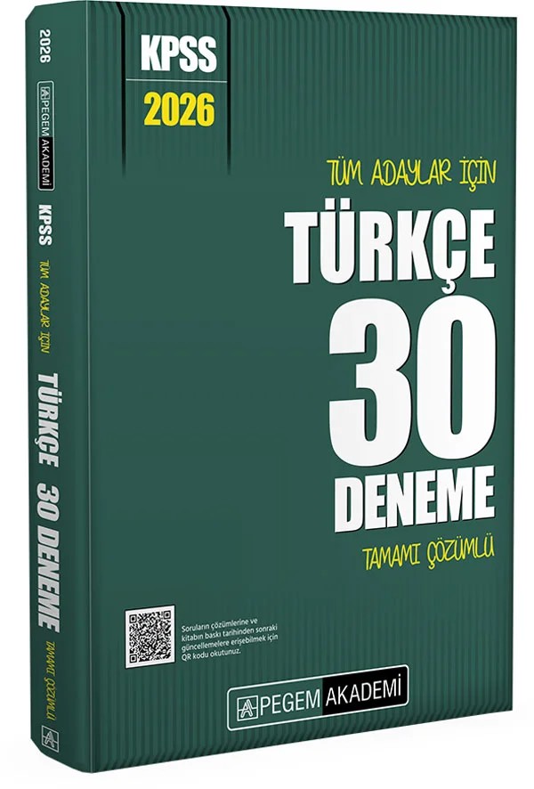 2026 KPSS Tüm Adaylar İçin Türkçe 30 Deneme Tamamı Çözümlü – Pegem Akademi Yayıncılık kitap kapağı
