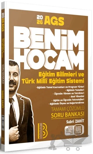 2026 AGS Eğitim Bilimleri ve Türk Milli Eğitim Sistemi Tamamı Çözümlü Soru Bankası – Sabri Zahit – Benim Hocam Yayınları kitap kapağı