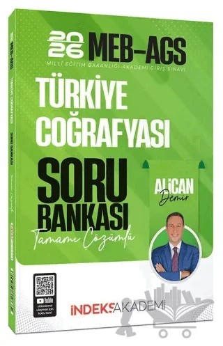 2026 MEB-AGS Türkiye Coğrafyası Soru Bankası Çözümlü – Alican Demir – İndeks Akademi Yayıncılık kitap kapağı