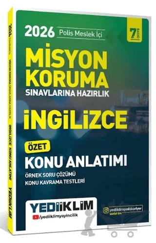 2026 Polis Meslek İçi Misyon Koruma Sınavlarına Hazırlık İngilizce Konu Anlatımlı Soru Bankası – Kolektif – Yediiklim Yayınları kitap kapağı