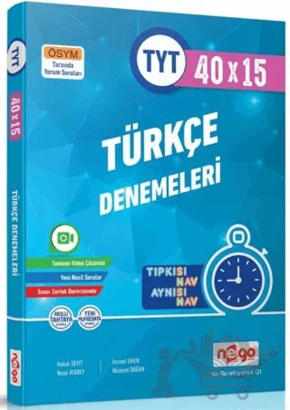 TYT Türkçe Tamamı Video Çözümlü 40x15 Branş Deneme – Haluk Seyit, Neşe Atabey – Nego Yayınları kitap kapağı