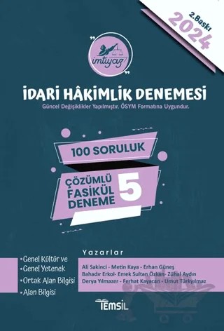 İmtiyaz İdari Hakimlik Denemesi Çözümlü 5 Deneme – Kolektif – Temsil Kitap kitap kapağı