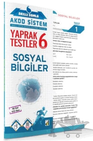 6. Sınıf Akıllı Damla Sosyal Bilgiler Yaprak Testi – Kolektif – Damla Yayınevi kitap kapağı
