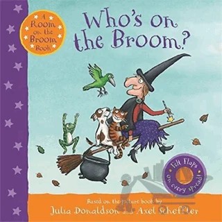 Room on the Broom Book: Who's on the Broom? Flap Book – Julia Donaldson – Pan Macmillan kitap kapağı