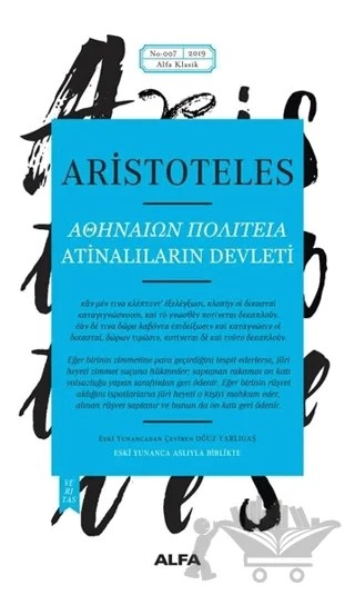 Atinalıların Devleti – Aristoteles – Alfa Yayınları kitap kapağı