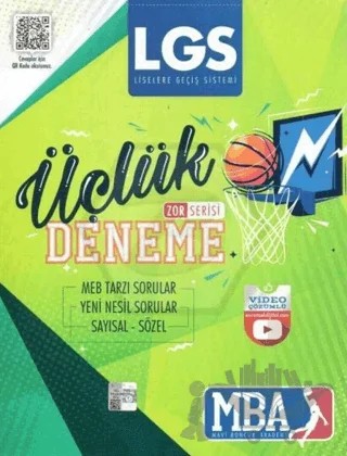 8. Sınıf LGS Zor Serisi Video Çözümlü Üçlük Deneme – Kolektif – Mavi Boncuk Akademi kitap kapağı