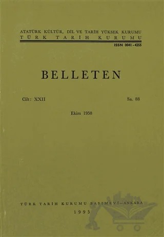 Belleten Sayı: 88 Cilt: 22 – Türk Tarih Kurumu Yayınları kitap kapağı