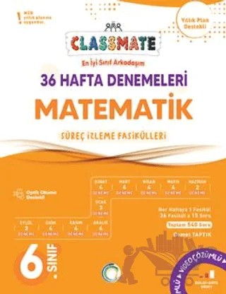 6. Sınıf Classmate 36 Hafta Denemeleri Matematik – Kolektif – Okyanus Yayınları kitap kapağı