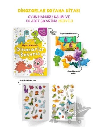 Dinozorlar Boyama Kitabı - Oyun Hamuru, Oyuncak ve Çıkartma Hediyeli – Bilge Yorulmaz – Bigkids Yayınları kitap kapağı