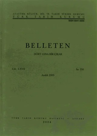Belleten Sayı: 250 Cilt: 67 – Türk Tarih Kurumu Yayınları kitap kapağı