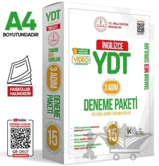 2025 3 Adım YKS-YDT İngilizce MEBİ Özgün Sorular 15li Deneme Kitapçık Fasikül Paketi Video Çözümlü – Kolektif – Karakutu Yayın kitap kapağı
