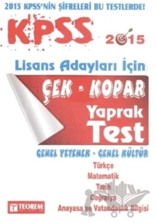 2015 KPSS Lisans Tam İsabet Çek Kopar Yaprak Test – Kolektif – Teorem Yayıncılık kitap kapağı