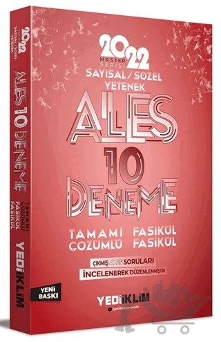 Master Serisi Ales Sayısal - Sözel Yetenek Tamamı Çözümlü 10 Fasikül Deneme – Kolektif – Yediiklim Yayınları kitap kapağı