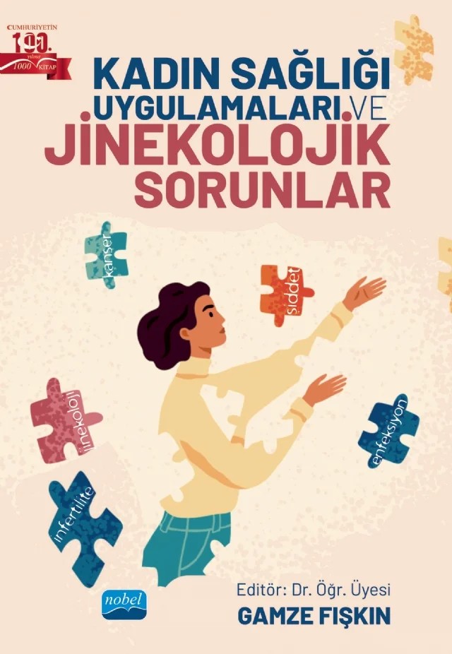 Kadın Sağlığı Uygulamaları ve Jinekolojik Sorunlar – Arzu Malak, Betül Mammadov, Canan Örüklü, Cansu Işık, Ceren Elma, Çiğdem Bilge, Derya Yüksel Koçak, Elif Balkan, Esra Efe, Filiz Yarıcı, Gamze Fışkın, Gökhan Doğukan Akarsu, Gözde Küğcümen, Gözde Yıldız Daş Geçim, Gülhan Erkuş Küçükkelepçe, Kardelen Bilgi, Kerime Hacıköylü, Meltem Mecdi Kaydırak – Nobel Akademik Yayıncılık kitap kapağı