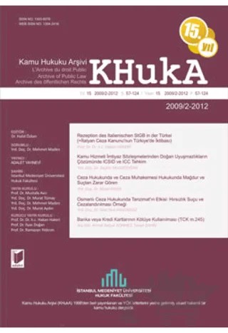 KHukA - Kamu Hukuku Arşivi Yıl:2009-2012 Cilt:12 Sayı:2 – Adalet Yayınevi kitap kapağı