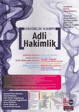 2020 Hakimlik Kampı Adli Hakimlik – Ahmet Nohutçu, Ayşe Sarıca, Mehmet Yıldırım, Sinan Sakin – Savaş Yayınevi kitap kapağı