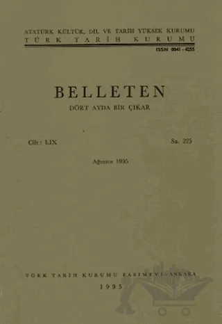 Belleten Sayı: 225 Cilt: 59 – Türk Tarih Kurumu Yayınları kitap kapağı