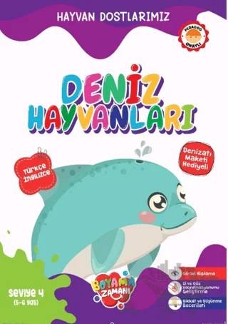 Hayvan Dostlarımız – Deniz Hayvanları Seviye 4 – Abdullah Karaca – Boyama Zamanı kitap kapağı