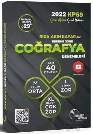 2022 KPSS Coğrafya Bedene Göre 40 Adet Çözümlü Deneme Sınavı – Rıza Akın Kayar – Doktrin Yayınları kitap kapağı