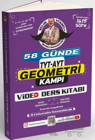 58 Günde TYT AYT Geometri Kampı Video Ders Kitabı – Selim Yüksel – Paraf Akademi kitap kapağı