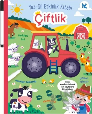 Yaz-Sil Etkinlik Kitabı – Çiftlik (Kalemli) – Kolektif – İndigo Çocuk kitap kapağı