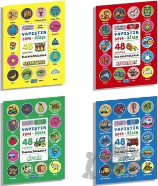 İlk Kelimelerle Yapıştır Boya Öğren Seti (4 Kitap Takım) – Kolektif – Parıltı Yayınları kitap kapağı