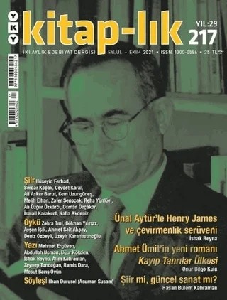 Kitap-lık Dergisi Sayı: 217 Eylül 2021 – Yapı Kredi Yayınları kitap kapağı