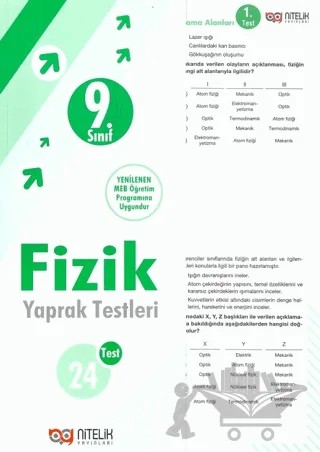 9. Sınıf Fizik Yaprak Test – Kolektif – Nitelik Yayınları - Bayilik kitap kapağı
