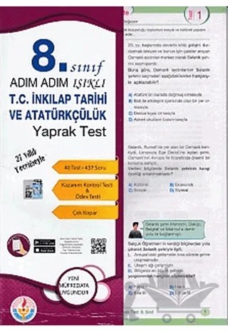 Adım Adım 8. Sınıf T.C. İnkılap Tarihi ve Atatürkçülük Yaprak Test – Kolektif – Bilal Işıklı Yayınları kitap kapağı