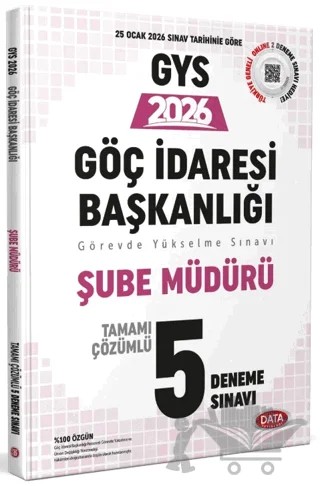 Göç İdaresi Başkanlığı Şube Müdürlüğü GYS Tamamı Çözümlü 5 Deneme Sınavı – Kolektif – Data Yayınları kitap kapağı
