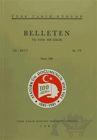 Belleten Sayı: 178 Cilt: 45/2 – Türk Tarih Kurumu Yayınları kitap kapağı