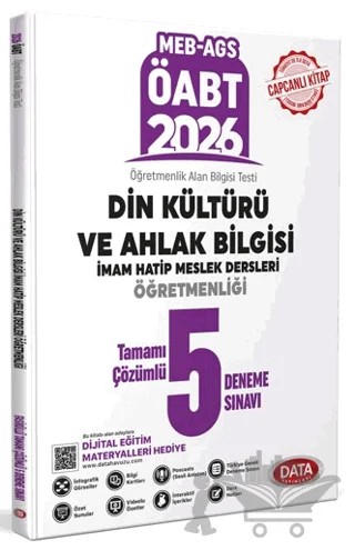 ÖABT MEB-AGS Din Kültürü ve Ahlak Bilgisi İmam Hatip Meslek Dersleri Öğretmenliği Tamamı Çözümlü 5 Deneme Sınavı – Kolektif – Data Yayınları kitap kapağı