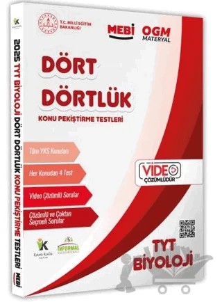 2025 YKS-TYT MEBİ-OGM Dört Dörtlük Biyoloji Pekiştirme Testleri Soru Bankası Video Çözümlü – Kolektif – Karakutu Yayın kitap kapağı